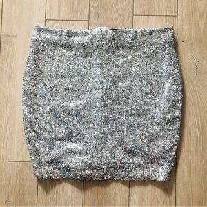 Revamped by Sirens Sequin Mini Skirt in Silver Size M